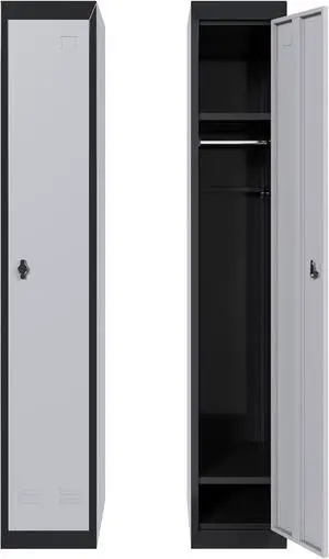 71 in Tall Slim Metal Locker Cabinet with Hanging Rod and 2 Shelves, Heavy Duty Steel Storage for Employees, Office, School, Gym, Rust-Resistant 71 in Tall Slim Metal Locker Cabinet with Hanging Rod and 2 Shelves, Heavy Duty Steel Storage for Employees, Office, School, Gym, Rust-Resistant