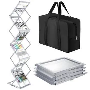 Foldable Magazine Rack Metal Catalog Literature Rack Portable 6 Pockets with Carrying Bag Aluminum Brochure Stand Display Holder Stand for Exhibition Trade Show Office Retail Store Foldable Magazine Rack Metal Catalog Literature Rack Portable 6 Pockets with Carrying Bag Aluminum Brochure Stand Display Holder Stand for Exhibition Trade Show Office Retail Store