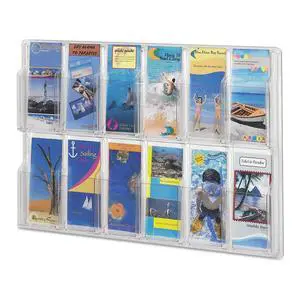 Reveal 12 Pamphlet Display, 5604CL, Wall Mountable, Thermoformed Plastic Resin Construction, No Sharp Edges or Corners 20.4" x 30" x 2" Reveal 12 Pamphlet Display, 5604CL, Wall Mountable, Thermoformed Plastic Resin Construction, No Sharp Edges or Corners 20.4" x 30" x 2"