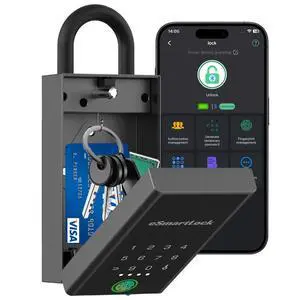 Smart Key Lock Box with Code, Large Fingerprint Lock Box with APP Control, Electronic Digital Weatherproof Security Hide Key Lock Box Wall Mount & Door Hanging for Outdoor Realtor Airbn Smart Key Lock Box with Code, Large Fingerprint Lock Box with APP Control, Electronic Digital Weatherproof Security Hide Key Lock Box Wall Mount & Door Hanging for Outdoor Realtor Airbn