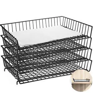 4 Pcs Metal Paper Tray 11 x 17 Inch Iron Wire Grid Desk File Document Letter Tray 11 x 17 Paper Desk Organizer Wide Entry Basket for Office Home (Black) 4 Pcs Metal Paper Tray 11 x 17 Inch Iron Wire Grid Desk File Document Letter Tray 11 x 17 Paper Desk Organizer Wide Entry Basket for Office Home (Black)