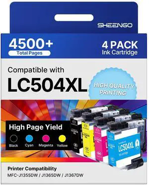 LC504 LC504XL Ink Cartridges MFC-J1365DW Replacement for Brother LC504 Ink Cartridges for Brother Printer LC 504 XL MFC-J1365DW MFC-J1367DW MFC-J1355DW Ink LC504 XL High Yield, 4 Pack (B/C/M/Y) LC504 LC504XL Ink Cartridges MFC-J1365DW Replacement for Brother LC504 Ink Cartridges for Brother Printer LC 504 XL MFC-J1365DW MFC-J1367DW MFC-J1355DW Ink LC504 XL High Yield, 4 Pack (B/C/M/Y)