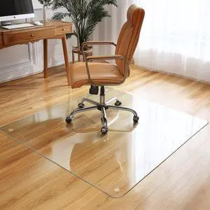 Premium Tempered Glass Chair Mat, 46 x 55 Inch Large Office Floor Mat for Carpet or Hardwood Floors, 1/5" Thick with 12 Anti-Slip Pads Premium Tempered Glass Chair Mat, 46 x 55 Inch Large Office Floor Mat for Carpet or Hardwood Floors, 1/5" Thick with 12 Anti-Slip Pads