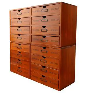 Stackable Apothecary Cabinet, 16 Drawer Wooden Storage I Vintage Card Catalog Style Organizer for Coins, Trading Cards, Crafts & DMC Floss I Multi Drawer Modular Wood Desk Cabinet w/Label Holders Stackable Apothecary Cabinet, 16 Drawer Wooden Storage I Vintage Card Catalog Style Organizer for Coins, Trading Cards, Crafts & DMC Floss I Multi Drawer Modular Wood Desk Cabinet w/Label Holders