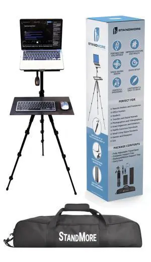 Portable Standing Desk with Keyboard Tray - Ergonomic, Height Adjustable Table with Carrying Bag for Indoor and Outdoor Use. Lightweight Design to Work Anywhere, Stay Healthy, and Stand More Portable Standing Desk with Keyboard Tray - Ergonomic, Height Adjustable Table with Carrying Bag for Indoor and Outdoor Use. Lightweight Design to Work Anywhere, Stay Healthy, and Stand More