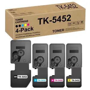 TK5452 TK-5452 Toner Cartridge Compatible for Kyocera TK5452K TK5452C TK5452M TK5452Y Toner for ECOSYS PA2600cwx PA2600cx MA2600cwfx MA2600cwx Printers(4-Pack,Black Cyan Magenta Yellow) TK5452 TK-5452 Toner Cartridge Compatible for Kyocera TK5452K TK5452C TK5452M TK5452Y Toner for ECOSYS PA2600cwx PA2600cx MA2600cwfx MA2600cwx Printers(4-Pack,Black Cyan Magenta Yellow)