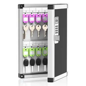 24 Key Box Wall Mount with Code and Key, Key Lock Box with Combination, Key Storage Box with Key Hooks & Tags & Lables, 8.45" x 2.55" x 13" (Black-Code Lock, 24 Keys) 24 Key Box Wall Mount with Code and Key, Key Lock Box with Combination, Key Storage Box with Key Hooks & Tags & Lables, 8.45" x 2.55" x 13" (Black-Code Lock, 24 Keys)
