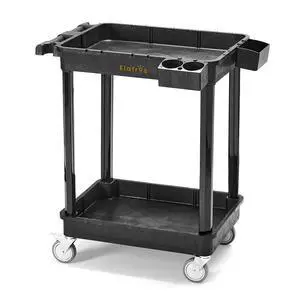 2-Shelf Heavy Duty Plastic Rolling Utility Cart, 28x19 in, 330 lbs | Locking Swivel Wheels, Multipurpose Service Cart, Work Cart, Tool Storage Organizer, Home Office Garage Workshop Industrial 2-Shelf Heavy Duty Plastic Rolling Utility Cart, 28x19 in, 330 lbs | Locking Swivel Wheels, Multipurpose Service Cart, Work Cart, Tool Storage Organizer, Home Office Garage Workshop Industrial