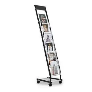 Brochure Display Rack, Narrow 6-Tier Magazine Literature Display Stand with Wheels, Metal Floor Standing Magazine Rack, Movable Newspaper Catalog Holders for Shop Exhibitions Office (6 Pockets) Brochure Display Rack, Narrow 6-Tier Magazine Literature Display Stand with Wheels, Metal Floor Standing Magazine Rack, Movable Newspaper Catalog Holders for Shop Exhibitions Office (6 Pockets)