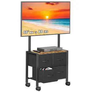 Mobile TV Cart Rolling TV Stand Holder with 4 Drawer, for 23-60 inch Flat/Curved Screens,Portable Corner Floor TV Stand on Wheels, Holds Up 88Lbs with Wood Shelf, for Living Room Bedroom Mobile TV Cart Rolling TV Stand Holder with 4 Drawer, for 23-60 inch Flat/Curved Screens,Portable Corner Floor TV Stand on Wheels, Holds Up 88Lbs with Wood Shelf, for Living Room Bedroom