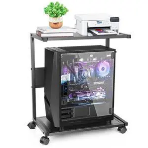 Computer Tower Stand 2-Tier Metal PC Stand for Floor Carpet | Under Desk Mobile CPU Stand for Most Computer Towers, 19.69"L x 23.42"H Computer Tower Stand 2-Tier Metal PC Stand for Floor Carpet | Under Desk Mobile CPU Stand for Most Computer Towers, 19.69"L x 23.42"H