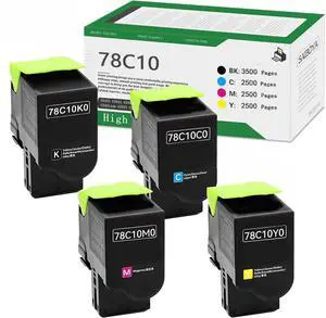 78C10 High Yield Compatible Toner Cartridge CS421 Replacement for Lexmark CS421 CX522 CX421 CS521 CX521 CS522 CX622 CX625 Printer (4 Pack,Black Magenta Yellow Cyan) 78C10 High Yield Compatible Toner Cartridge CS421 Replacement for Lexmark CS421 CX522 CX421 CS521 CX521 CS522 CX622 CX625 Printer (4 Pack,Black Magenta Yellow Cyan)