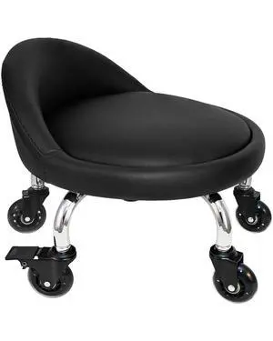 Rolling Stool with Backrest 450 Lbs High Weight Capacity PU Leather Roller Seat and Heavy-Duty Crystal Universal Wheels for Men Women Boy Girl Furniture Gift, Home Office Black Rolling Stool with Backrest 450 Lbs High Weight Capacity PU Leather Roller Seat and Heavy-Duty Crystal Universal Wheels for Men Women Boy Girl Furniture Gift, Home Office Black