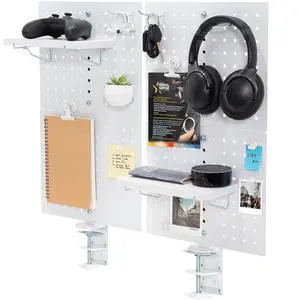 White Clamp-on 20 x 24 inch Desk Pegboard, PP-DK24W | Steel Privacy Panel, Magnetic Peg Board, Office Accessory Organizer, Above or Under Desk Placement White Clamp-on 20 x 24 inch Desk Pegboard, PP-DK24W | Steel Privacy Panel, Magnetic Peg Board, Office Accessory Organizer, Above or Under Desk Placement