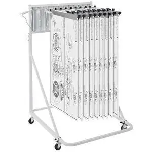 Mobile Blueprint Storage Rack, Plan Holder with 12 Pivot Brackets, Mobile Blueprint Holder Adjustable Height & Length, Poster Display Rack for Office and Home (Rack Only Without Clamps) Mobile Blueprint Storage Rack, Plan Holder with 12 Pivot Brackets, Mobile Blueprint Holder Adjustable Height & Length, Poster Display Rack for Office and Home (Rack Only Without Clamps)
