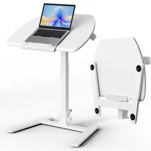 Foldable Standing Desk with Wheels: No-Assembly, Height Adjustable | Rolling Laptop Cart with Tilt Top, Collapsible Mobile Workstation for Home Office, Sofa, Bedroom and Small Spaces, White Foldable Standing Desk with Wheels: No-Assembly, Height Adjustable | Rolling Laptop Cart with Tilt Top, Collapsible Mobile Workstation for Home Office, Sofa, Bedroom and Small Spaces, White