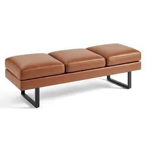 3 Seats Faux Leather Reception Bench, 60 Inches Office Guest Chair with Heavy-Duty Metal Legs, Upholstered Waiting Room Chairs for Office,Conference & Living Room, Brown, 1 PCS 3 Seats Faux Leather Reception Bench, 60 Inches Office Guest Chair with Heavy-Duty Metal Legs, Upholstered Waiting Room Chairs for Office,Conference & Living Room, Brown, 1 PCS