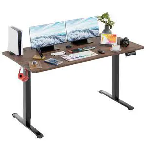 55x24 Inch Electric Standing Desk Computer Desk Gaming Desk Home Office Desk with Large Space Headphone Holder Electric Lifting for Home Office Gaming Desk Stand Up Desk (Brown) 55x24 Inch Electric Standing Desk Computer Desk Gaming Desk Home Office Desk with Large Space Headphone Holder Electric Lifting for Home Office Gaming Desk Stand Up Desk (Brown)