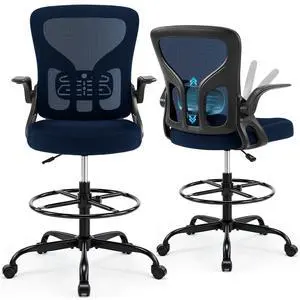 Drafting Chair for Standing Desk, Tall Office Chair with 22"-30" Seat Height &7" Lift Footrest Ring, Ergonomic Executive Mesh Computer Counter Stool with Lumbar Support &Flip-up Arms for Artist Drafting Chair for Standing Desk, Tall Office Chair with 22"-30" Seat Height &7" Lift Footrest Ring, Ergonomic Executive Mesh Computer Counter Stool with Lumbar Support &Flip-up Arms for Artist