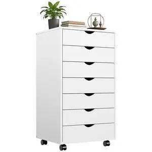 Mobile File Cabinet Under Desk, 7 Drawer Storage Organization | Printer Stand with Wheels, Vertical Filing Chest Rolling Wood Small Desk Printer Stand for Home Office, Living Room, White Mobile File Cabinet Under Desk, 7 Drawer Storage Organization | Printer Stand with Wheels, Vertical Filing Chest Rolling Wood Small Desk Printer Stand for Home Office, Living Room, White