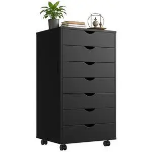 Mobile File Cabinet Under Desk, 7 Drawer Storage Organization | Printer Stand with Wheels, Vertical Filing Chest Rolling Wood Small Desk Printer Stand for Home Office, Living Room, Black Mobile File Cabinet Under Desk, 7 Drawer Storage Organization | Printer Stand with Wheels, Vertical Filing Chest Rolling Wood Small Desk Printer Stand for Home Office, Living Room, Black