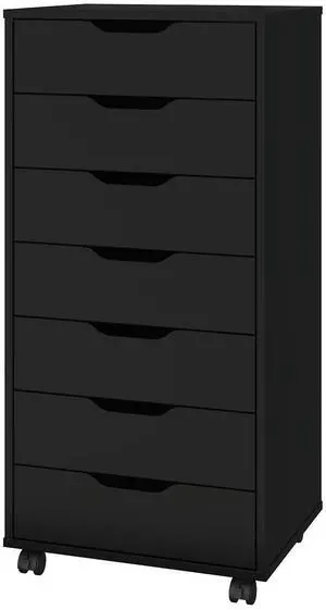 7 Drawer Mobile File Cabinet, Wooden Under Desk Storage with Wheels Office Organization Vertical Filing Chest of Drawers for Home Office (Black) 7 Drawer Mobile File Cabinet, Wooden Under Desk Storage with Wheels Office Organization Vertical Filing Chest of Drawers for Home Office (Black)