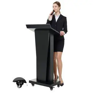 Podium Stand with 4 Locking Wheels, Lecterns & Podiums for Church School Office Conference Home, Heavy Duty Metal, Large Storage Area, Slant Desktop, 50.4" H Podium Stand with 4 Locking Wheels, Lecterns & Podiums for Church School Office Conference Home, Heavy Duty Metal, Large Storage Area, Slant Desktop, 50.4" H