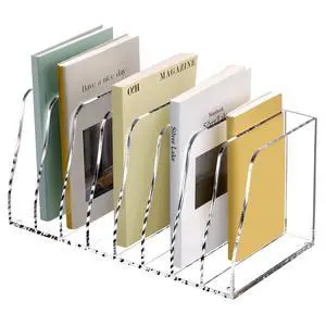 Acrylic Desk File Organizer, 8 Vertical Compartments Clear Magazine File Holder Workspace Sorters, Folder Rack for Office Accessories Organization Storage Acrylic Desk File Organizer, 8 Vertical Compartments Clear Magazine File Holder Workspace Sorters, Folder Rack for Office Accessories Organization Storage