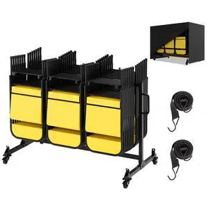 Folding Chair Cart, Single Tier Folding Chair Storage Rack for 42 Chairs or 12 Tables500Lbs Capacity Heavy Metal Chair Holder Rack with Locking Universal Wheels, Cover & Elastic Straps Folding Chair Cart, Single Tier Folding Chair Storage Rack for 42 Chairs or 12 Tables500Lbs Capacity Heavy Metal Chair Holder Rack with Locking Universal Wheels, Cover & Elastic Straps
