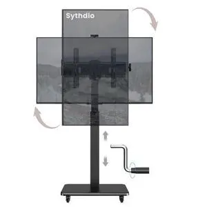 Mobile TV Stand on Wheels with 90°Swivel, Portable Rolling TV Stand with Hand Crank Infinitely Adjustable Height, Rolling TV Cart with Wheels for 42 to 75 inch TVs up to 110 lbs (Black) Mobile TV Stand on Wheels with 90°Swivel, Portable Rolling TV Stand with Hand Crank Infinitely Adjustable Height, Rolling TV Cart with Wheels for 42 to 75 inch TVs up to 110 lbs (Black)