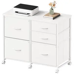 Lateral File Cabinet with 5 Drawers Rolling Filing Cabinets Under Desk Storage Printer Stand with Wheels,Mobile File Cabinet for Home Office,White Lateral File Cabinet with 5 Drawers Rolling Filing Cabinets Under Desk Storage Printer Stand with Wheels,Mobile File Cabinet for Home Office,White