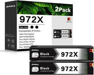 972X Ink Cartridges 2-Pack High Yield Replacement for HP 972X Black Ink Pagewide MFP P57750DW Pro 452dn 452dw 552dw 477dw 577dw Printer | F6T84AN 972X Ink Cartridges 2-Pack High Yield Replacement for HP 972X Black Ink Pagewide MFP P57750DW Pro 452dn 452dw 552dw 477dw 577dw Printer | F6T84AN