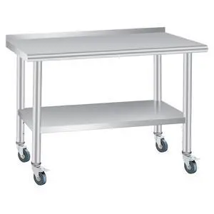60 x 24 Inch Stainless Steel Prep Table, Heavy Duty Commercial Work Table with 4 Caster Wheels, Adjustable Undershelf & Rounded Corners, Metal Kitchen Workbench for Restaurant, Garage and Outdoor 60 x 24 Inch Stainless Steel Prep Table, Heavy Duty Commercial Work Table with 4 Caster Wheels, Adjustable Undershelf & Rounded Corners, Metal Kitchen Workbench for Restaurant, Garage and Outdoor