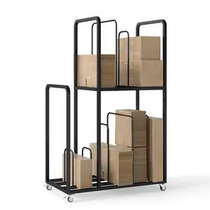 Carton Cart Stand, 2-Tier Cardboard Box Stand, Metal Cardboard Box Storage Rack, Carton Stands for Boxes with Wheels and Handle, Cardboards Organizer for Home Supermarket Warehouse Commercial Carton Cart Stand, 2-Tier Cardboard Box Stand, Metal Cardboard Box Storage Rack, Carton Stands for Boxes with Wheels and Handle, Cardboards Organizer for Home Supermarket Warehouse Commercial