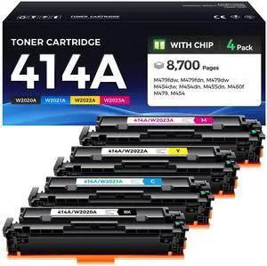 414A Toner Cartridge Set 4-Pack Printer Replacement for HP 414A W2020A W2021A W2022A W2023A Compatible for HP Color Laserjet Pro MFP M479fdw M479fnw M479dw M454dw M454dn M454nw Enterprise M480f M455dn 414A Toner Cartridge Set 4-Pack Printer Replacement for HP 414A W2020A W2021A W2022A W2023A Compatible for HP Color Laserjet Pro MFP M479fdw M479fnw M479dw M454dw M454dn M454nw Enterprise M480f M455dn