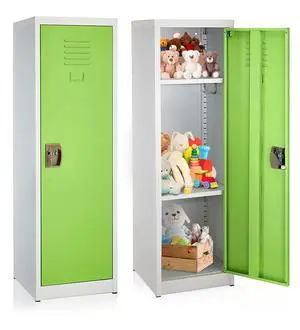 Kids Steel Metal Storage Locker - for Home & School - with Key & Hanging Rods (48 in, Green) Kids Steel Metal Storage Locker - for Home & School - with Key & Hanging Rods (48 in, Green)