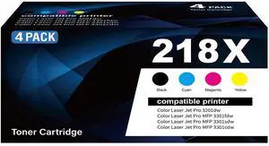 218X Toner Cartridges 4 Pack with Chip Replacement for HP 218X W2180X 218A W2180A for Color LaserJet Pro MFP 3301fdw 3301 3201dw 3301sdw 3301cdw Printer Ink (B/C/Y/M Color) 218X Toner Cartridges 4 Pack with Chip Replacement for HP 218X W2180X 218A W2180A for Color LaserJet Pro MFP 3301fdw 3301 3201dw 3301sdw 3301cdw Printer Ink (B/C/Y/M Color)