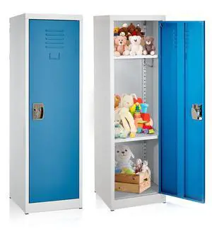Kids Steel Metal Storage Locker - for Home & School - with Key & Hanging Rods (48 in 1 Door, Blue) Kids Steel Metal Storage Locker - for Home & School - with Key & Hanging Rods (48 in 1 Door, Blue)