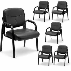 Office Reception Guest Chair Set of 6, Waiting Room Chair, Desk Chair No Wheels with Padded Arms Rest and Sled Base for Lobby and Conference, Table Side Salon, Home, Black Office Reception Guest Chair Set of 6, Waiting Room Chair, Desk Chair No Wheels with Padded Arms Rest and Sled Base for Lobby and Conference, Table Side Salon, Home, Black