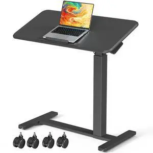 Mobile Standing Desk, Left/Right Rolling Bedside Table | 90° Foldable Laptop Desk with Wheels, Height Adjustable Portable Computer Cart for Hospital Home Use, Black Mobile Standing Desk, Left/Right Rolling Bedside Table | 90° Foldable Laptop Desk with Wheels, Height Adjustable Portable Computer Cart for Hospital Home Use, Black
