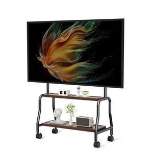 Easel Rolling TV Stand with Wheels for 32-75 Inch TVs, Decorative Mobile TV Cart with Double Wood Shelves, Portable Floor TV Stand for Living Room Office Classroom, VESA 600x400, 110 lbs Easel Rolling TV Stand with Wheels for 32-75 Inch TVs, Decorative Mobile TV Cart with Double Wood Shelves, Portable Floor TV Stand for Living Room Office Classroom, VESA 600x400, 110 lbs