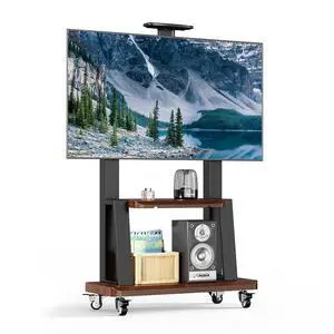 Mobile TV Stand on Wheels for 32-75 Inch TVs | With Top Projector tray& 2-Tier Storage Height Adjustable Heavy-Duty Holds up to 180lbs,Max VESA 600 * 400mm Mobile TV Stand on Wheels for 32-75 Inch TVs | With Top Projector tray& 2-Tier Storage Height Adjustable Heavy-Duty Holds up to 180lbs,Max VESA 600 * 400mm