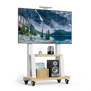 Mobile TV Stand on Wheels for 32-75 Inch TVs | With Top Projector tray& 2-Tier Storage Height Adjustable Heavy-Duty Holds up to 180lbs,Max VESA 600 * 400mm Mobile TV Stand on Wheels for 32-75 Inch TVs | With Top Projector tray& 2-Tier Storage Height Adjustable Heavy-Duty Holds up to 180lbs,Max VESA 600 * 400mm