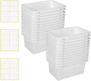 24 Pack Book Bins for Classroom Plastic Cubby Storage Bins Colored Kids Toy Organizer Container with 120 Pcs Self Adhesive Label for Student Teacher Library School Office Home(White) 24 Pack Book Bins for Classroom Plastic Cubby Storage Bins Colored Kids Toy Organizer Container with 120 Pcs Self Adhesive Label for Student Teacher Library School Office Home(White)