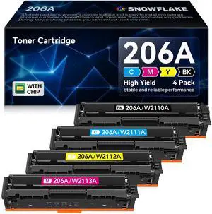 206A Toner Cartridges 4 Pack (with Chip) Compatible 206A W2110A Replacement for HP Color Pro MFP M283 M283fdw M283cdw M283fdn Pro M255 M255dw Printer (Black Cyan Yellow Magenta) 206A Toner Cartridges 4 Pack (with Chip) Compatible 206A W2110A Replacement for HP Color Pro MFP M283 M283fdw M283cdw M283fdn Pro M255 M255dw Printer (Black Cyan Yellow Magenta)