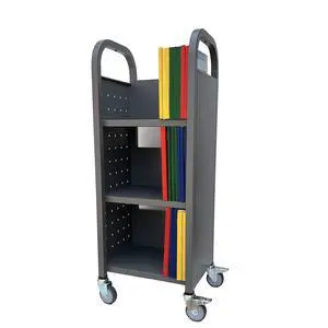 Single Bank Rolling Book Truck Book Cart with 3 Flat Shelves, Library Book Cart with Swivel Lockable Casters 3000 Gray Single Bank Rolling Book Truck Book Cart with 3 Flat Shelves, Library Book Cart with Swivel Lockable Casters 3000 Gray
