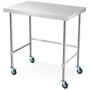 Stainless Steel Table Without Bottom Shelf 36x24 in with Wheels, Commercial Home Kitchen Prep Work Table with Open Base Stainless Steel Table Without Bottom Shelf 36x24 in with Wheels, Commercial Home Kitchen Prep Work Table with Open Base
