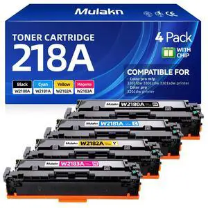 218A Toner Cartridges W2180A Compatible Replacement for HP 218A W2180A 218 218X W2180X Work for HP Color LaserJet Pro MFP 3301FDW 3301SDW 3301CDW 3201DW Printer 4-PackBK,C,M,Y 218A Toner Cartridges W2180A Compatible Replacement for HP 218A W2180A 218 218X W2180X Work for HP Color LaserJet Pro MFP 3301FDW 3301SDW 3301CDW 3201DW Printer 4-PackBK,C,M,Y