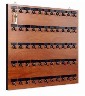 Key Rack, Key Holder # 55MCN, Extra Space 55 Bolted Metal Hooks with Customize Nameplate, (60 Sets of Tag & Ring Included) - Made in USA, Gray Wild Cherry Key Rack, Key Holder # 55MCN, Extra Space 55 Bolted Metal Hooks with Customize Nameplate, (60 Sets of Tag & Ring Included) - Made in USA, Gray Wild Cherry