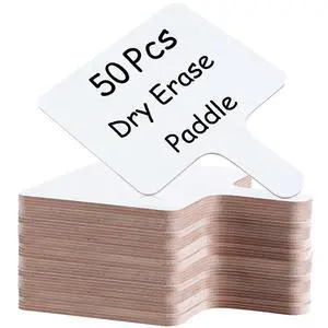 50 Pcs Dry Erase Answer Paddle 7 x 9 Inch Handheld Wooden White Board Double Sided Dry Erase Small Whiteboards for Students Classroom Games Party Auction Paddles for Bidding Meeting Voting (50) 50 Pcs Dry Erase Answer Paddle 7 x 9 Inch Handheld Wooden White Board Double Sided Dry Erase Small Whiteboards for Students Classroom Games Party Auction Paddles for Bidding Meeting Voting (50)